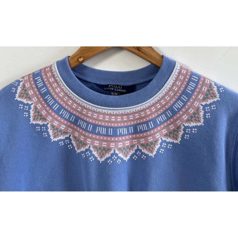 Girls Polo Ralph Lauren Fair Isle Cotton Knit Crew Sweatshirt XL‎ 14-16